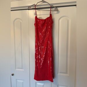 Bardot Strapless Red Sequin Dress
